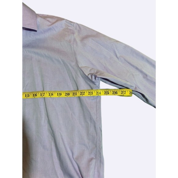 Michael Kors Men’s Violet Check Button Up Dress Shirt Size XL 17 34/35 - Picture 3 of 6